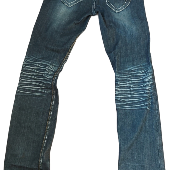 Vintage Washed Blue Jeans,Low Rise,Flare Legs - Picture 5 of 6